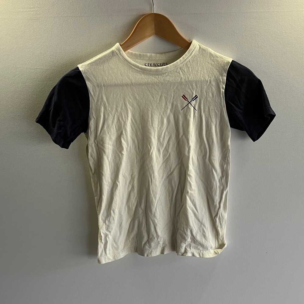 CREWCUTS Cream and Black Long Sleeve Tee